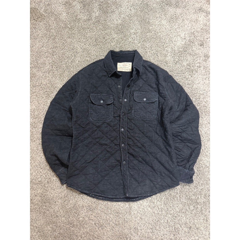 American Eagle Outfitters Men Quilted Shirt Jacket Gray Fleece Snap Front Medium